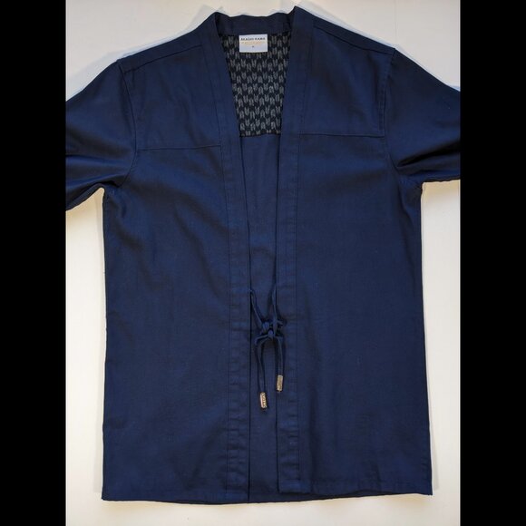 Akashi Kama Noragi Jacket Unisex Navy Blue Japanese Cotton MEDIUM Made In USA - Picture 2 of 12